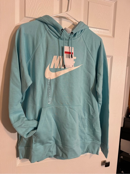 Nike Tops - Nike Light Teal Pullover Hoodie with White Swoosh